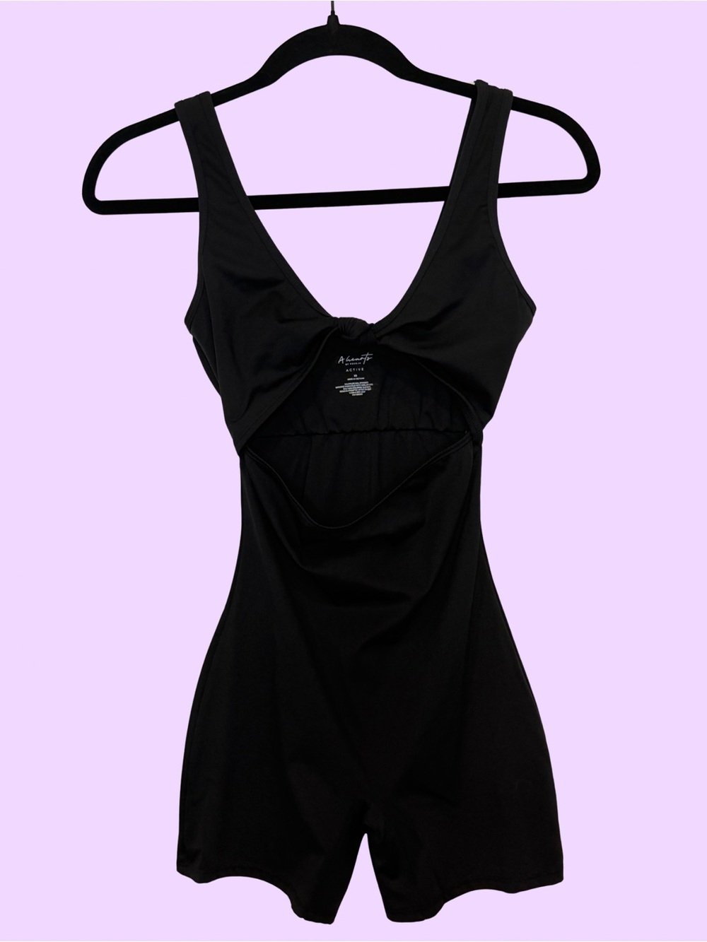 LA Hearts Black Sleeveless Romper with Front Cutout